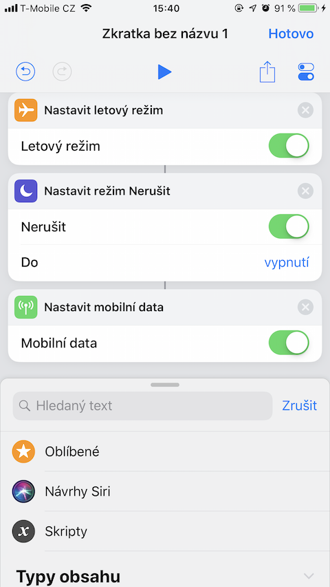 ios mobile data shortcut