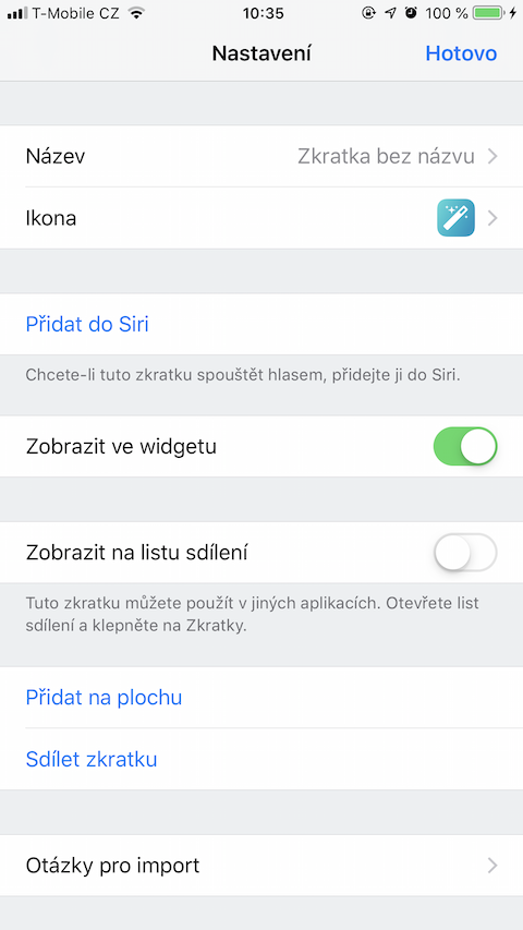 ios shortcuts settings screen