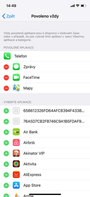 iphone allowed apps settings