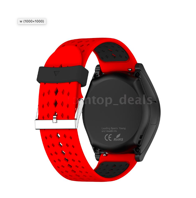 red smartwatch back view