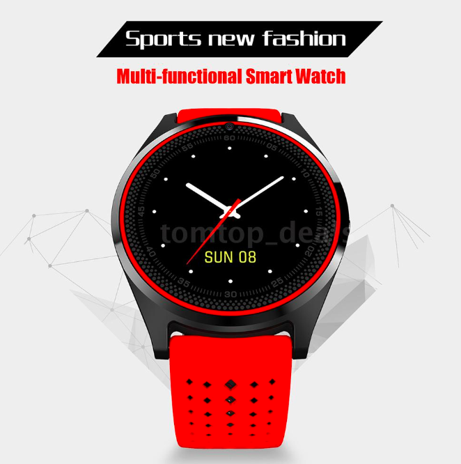 red smartwatch front view