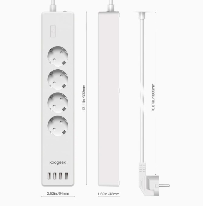smart power strip dimensions