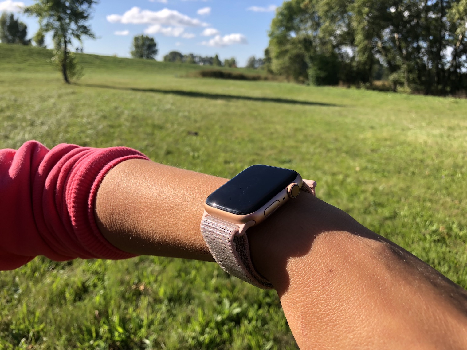 smartwatch side view outdoors
