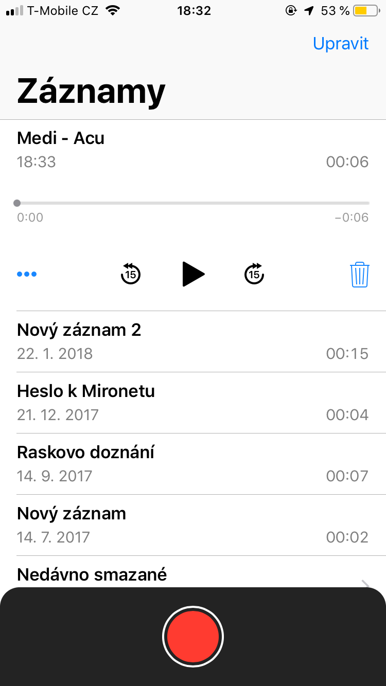 voice recording playback screen