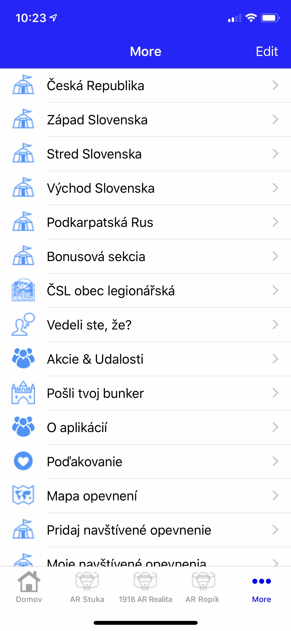 app menu czechoslovak fortifications