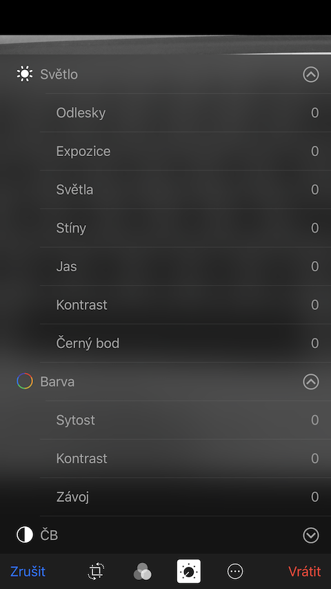 black and white editing settings