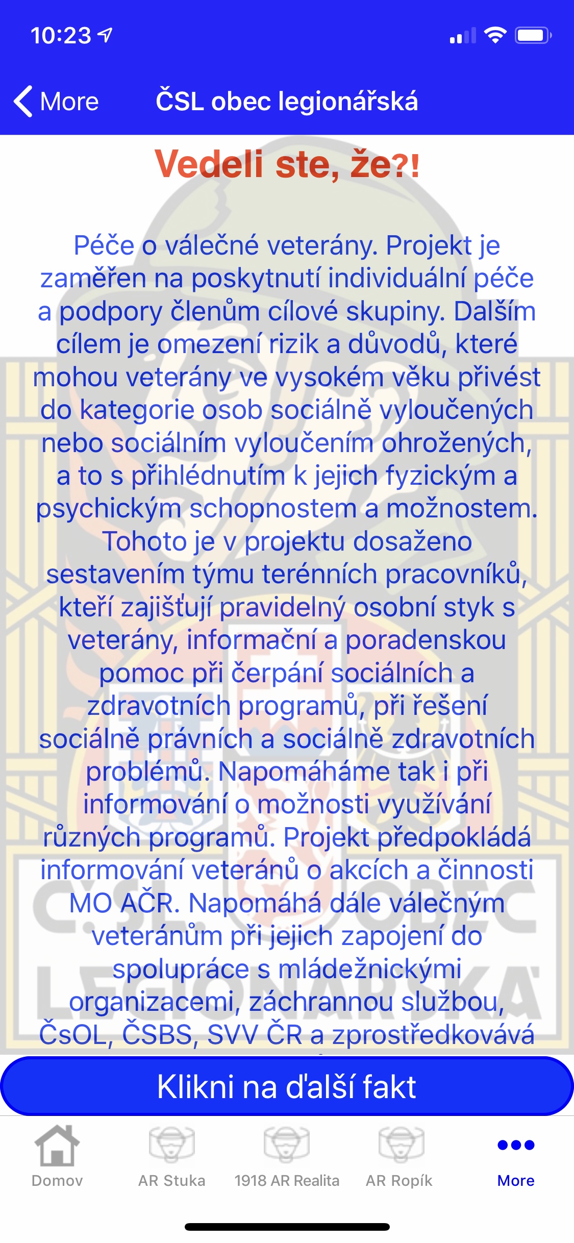 care for war veterans info screen