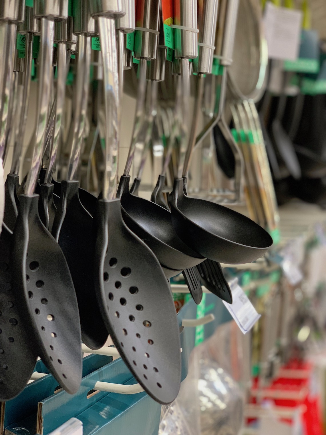 closeup kitchen utensils store