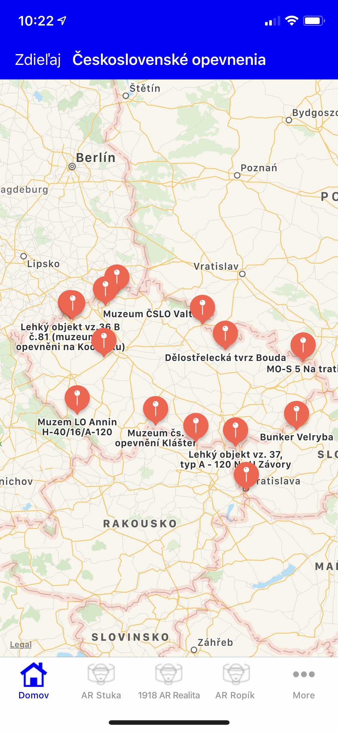czechoslovak fortifications map