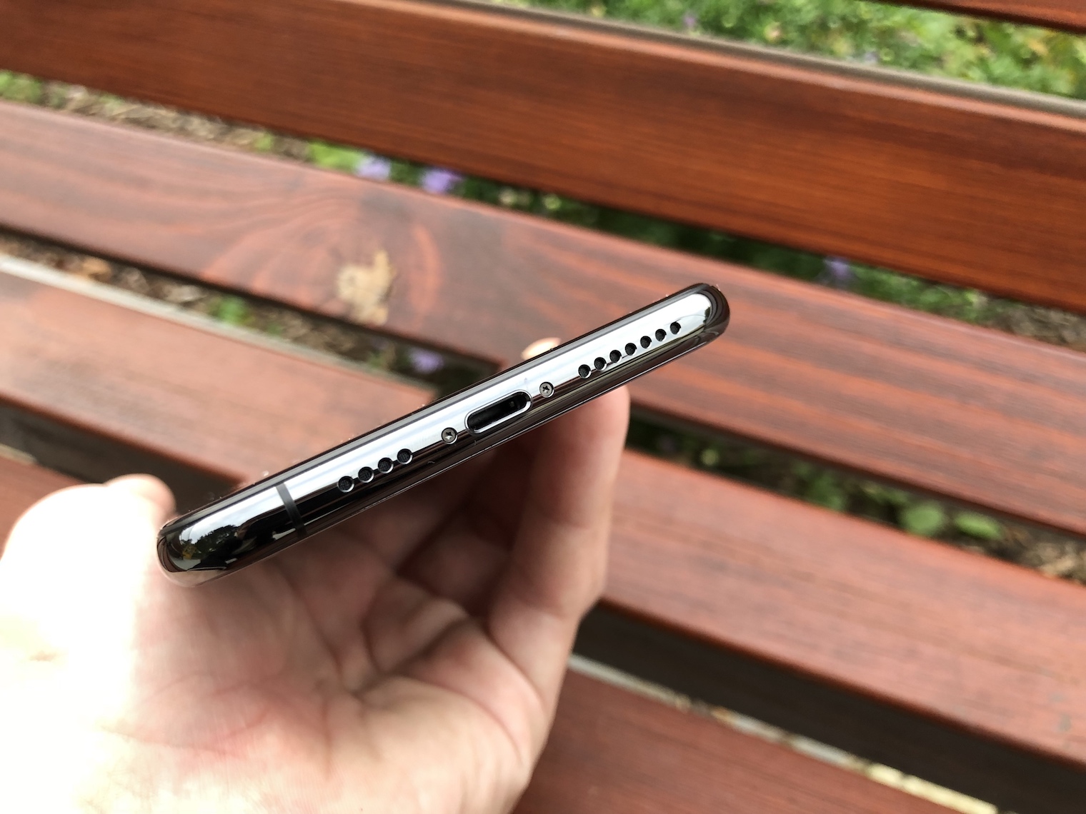 holding iphone bottom view