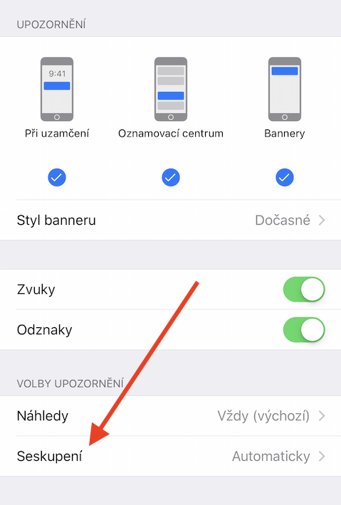 iOS 12 Seskupeni