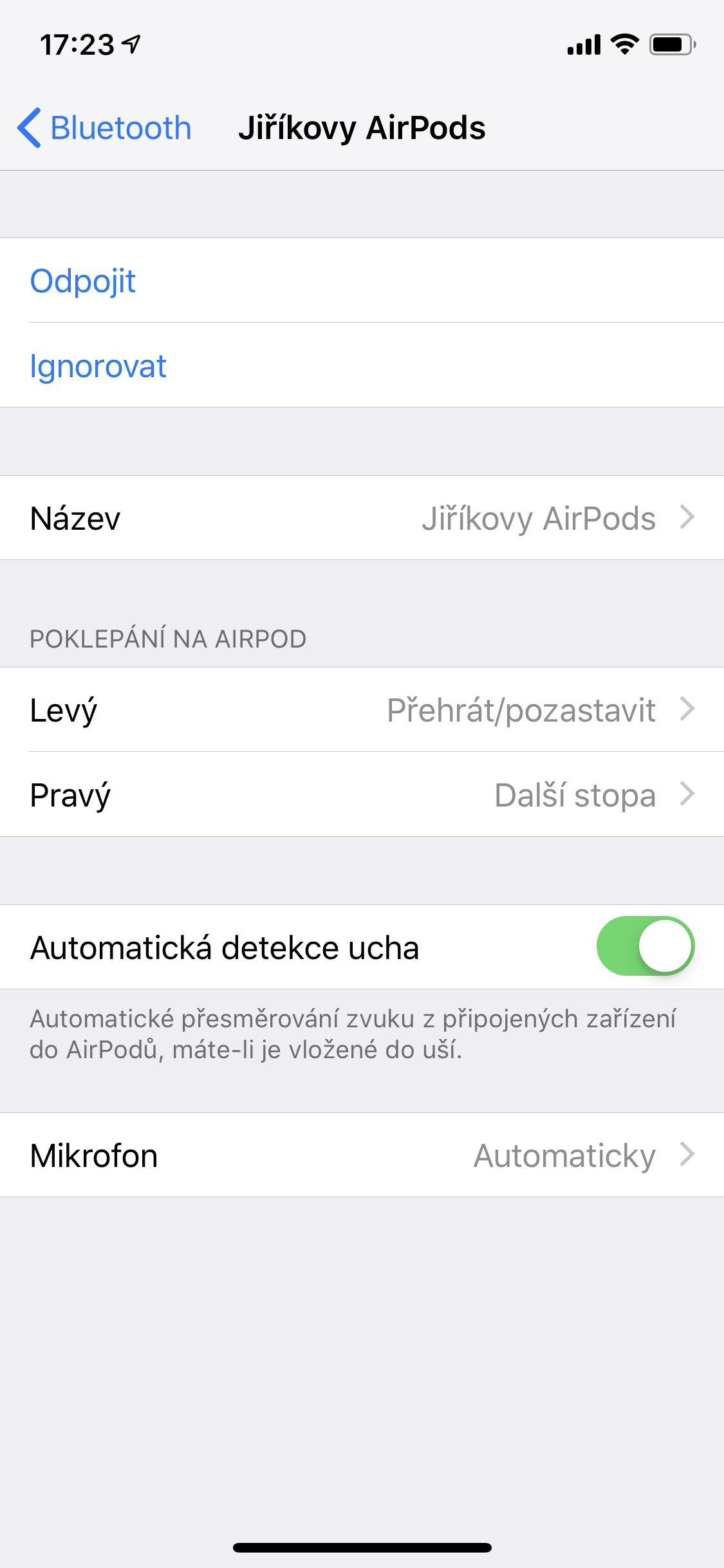iphone airpods settings