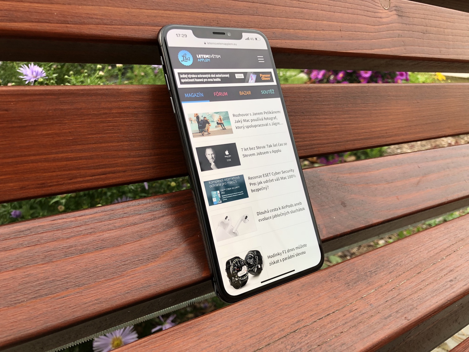 iphone on bench side angle