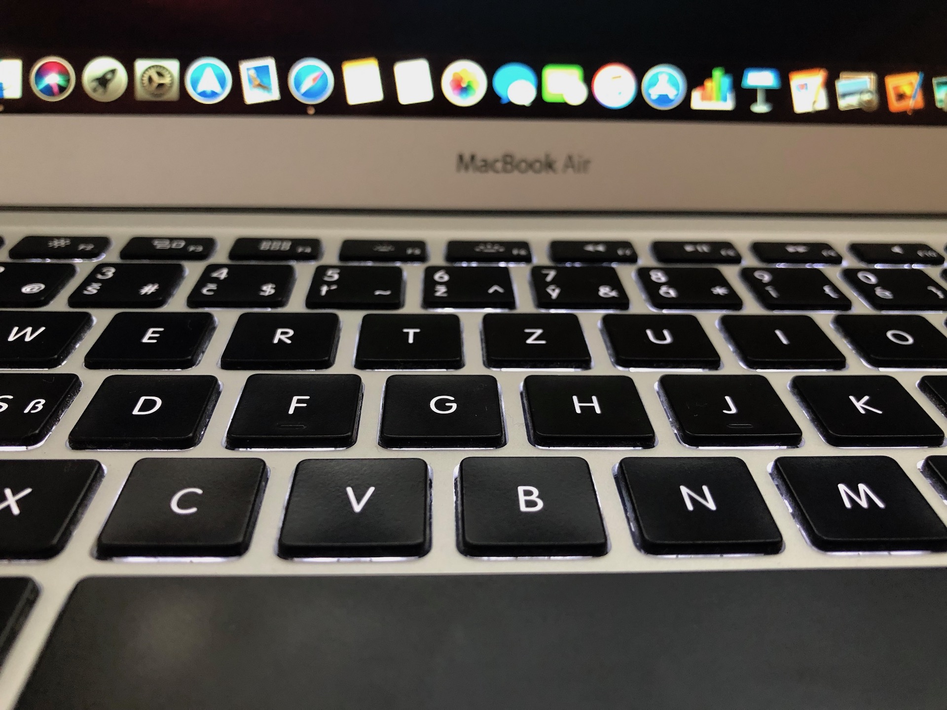 macbook air keyboard closeup