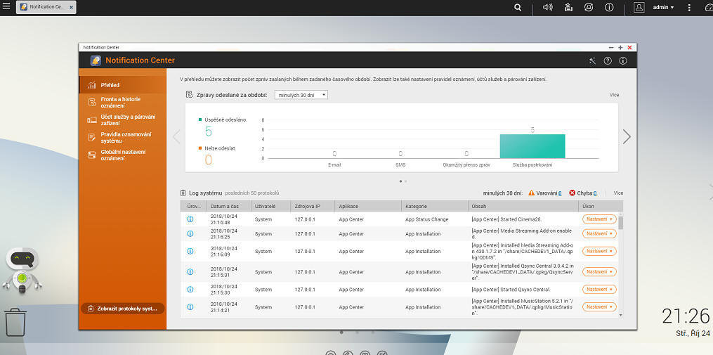 notification center log summary