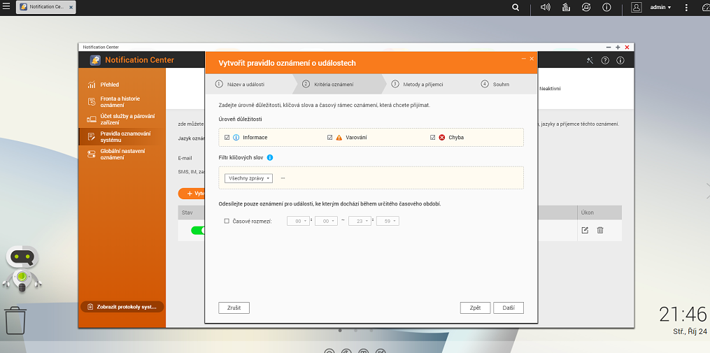 notification center rule creation