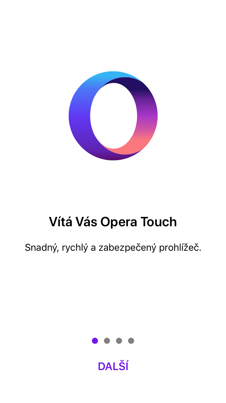 opera touch welcome screen
