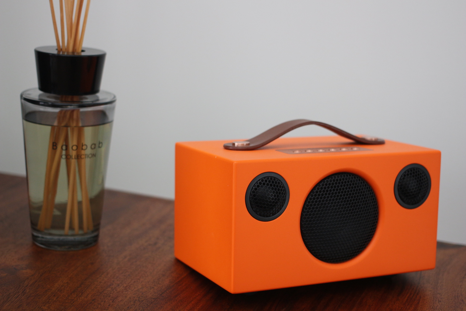 orange speaker and diffuser
