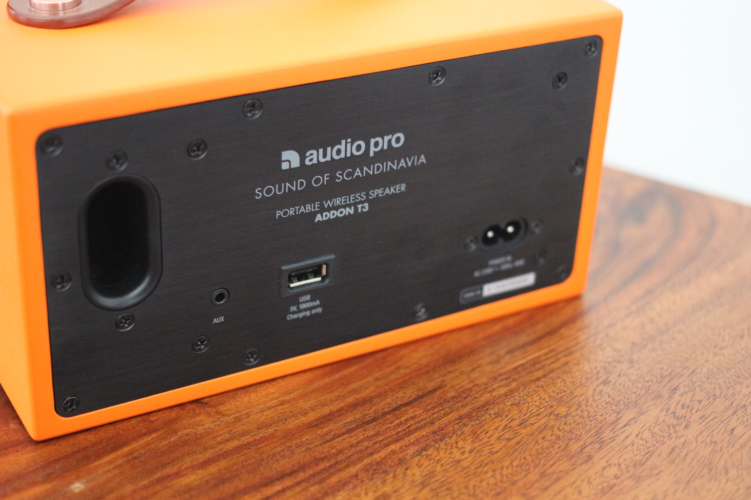 orange speaker back panel