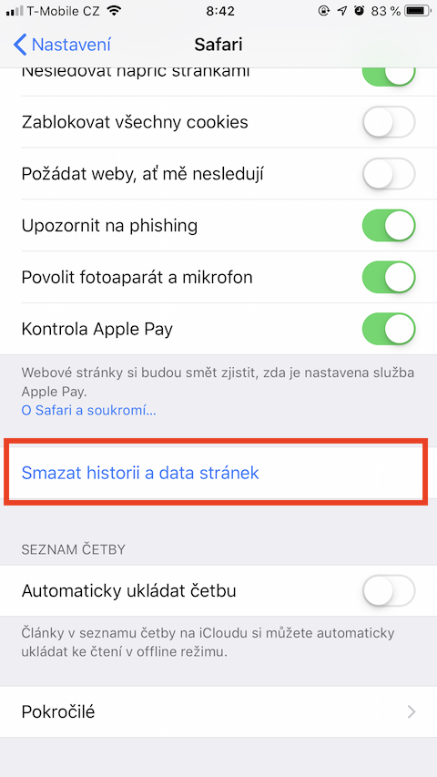safari settings clear history