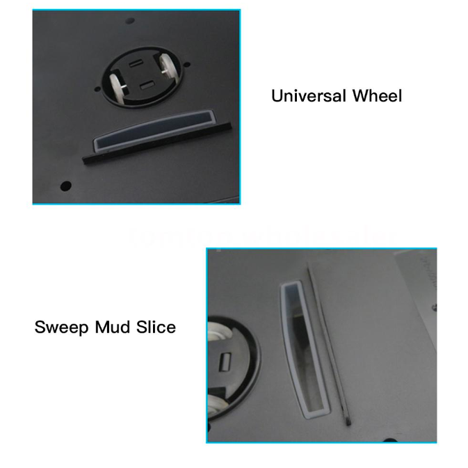 universal wheel and sweep mud slice