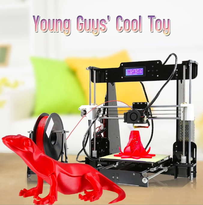 3d printer with red model