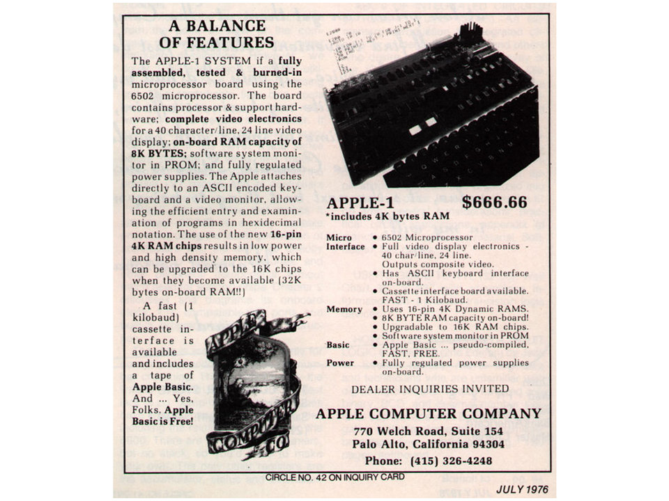 apple 1 computer ad