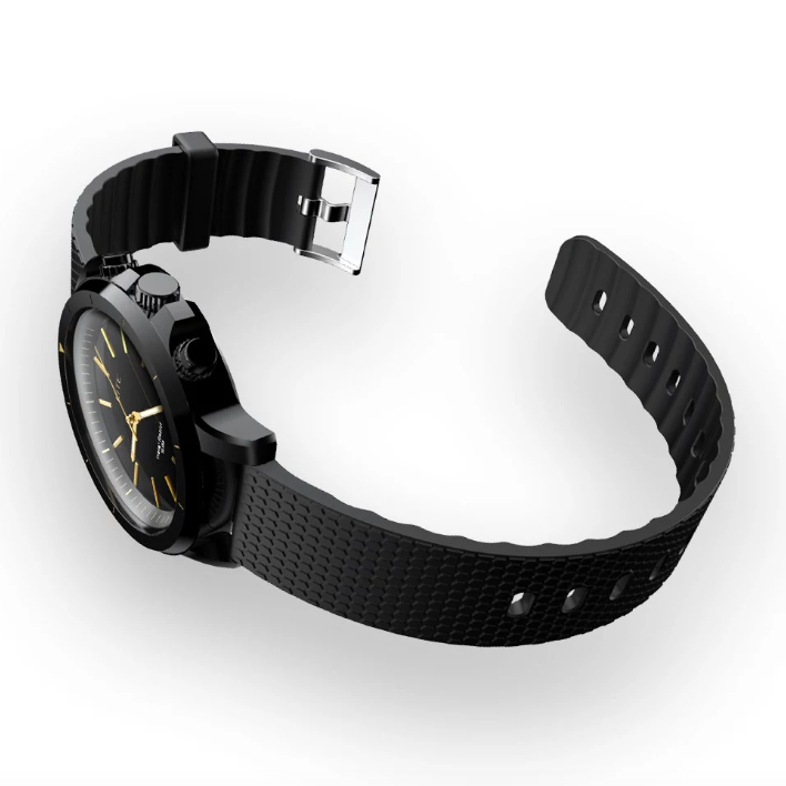 black smartwatch side view