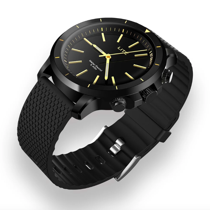 black smartwatch top view