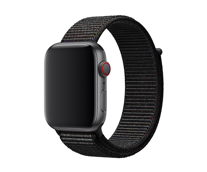 black smartwatch with fabric band