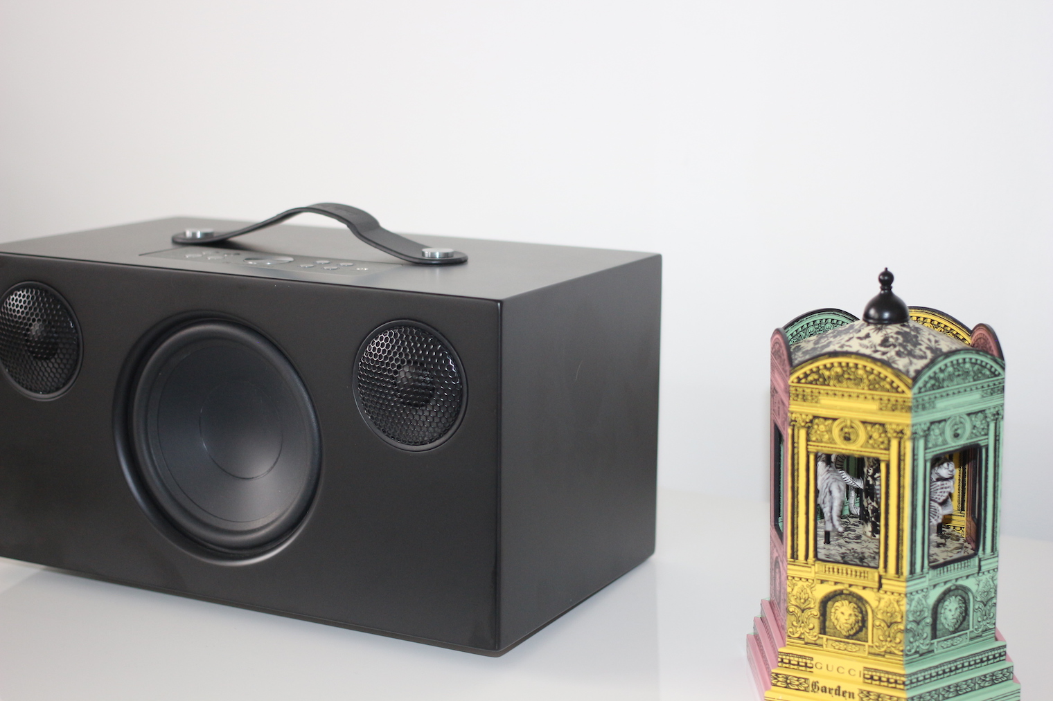 black speaker colorful ornament