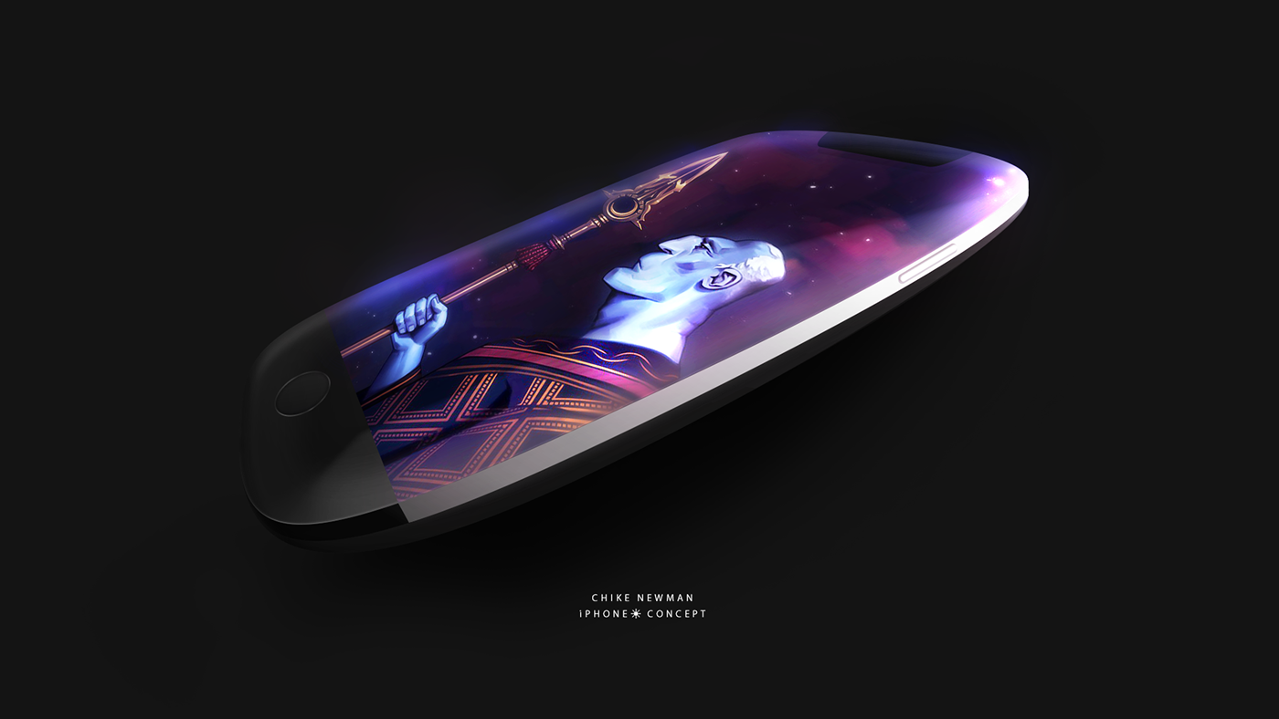 curved smartphone concept art