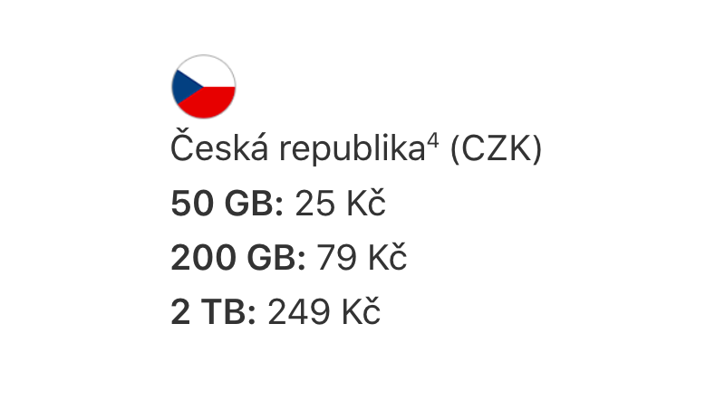 czech republic storage pricing