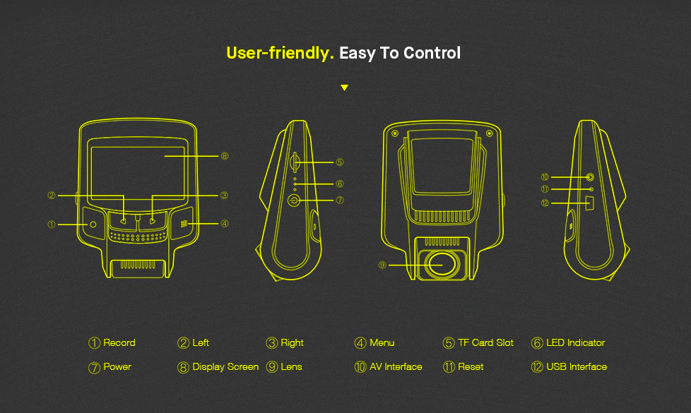 dashcam user friendly control