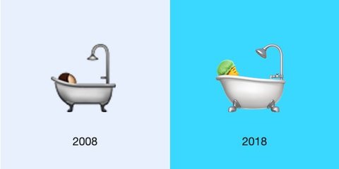 evolution of bathtub emoji
