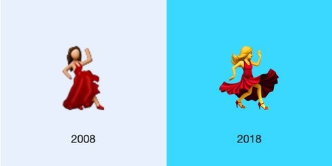 evolution of dancing woman emoji