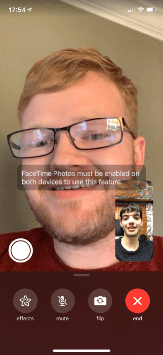 facetime call interface
