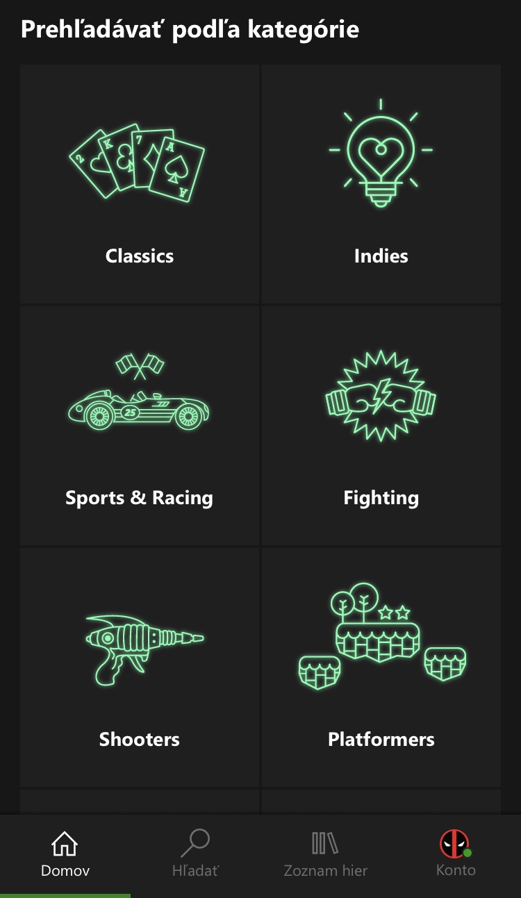 game categories icons