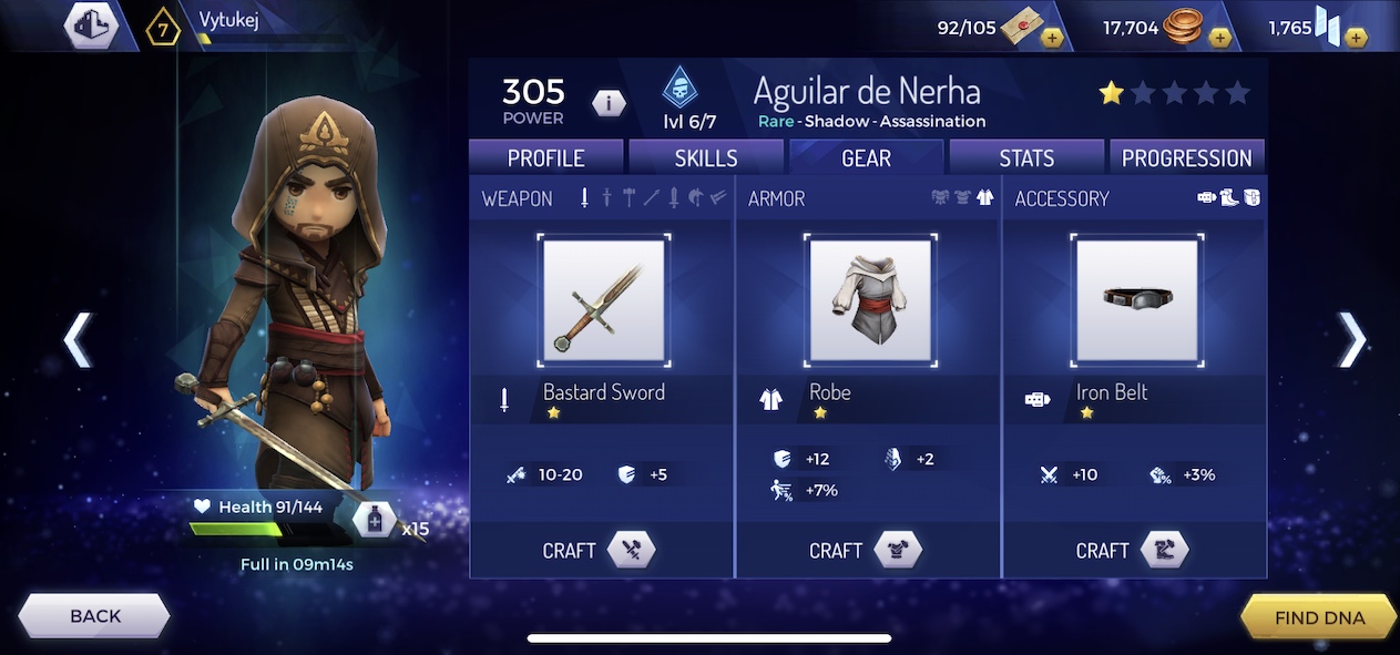 game character profile screen