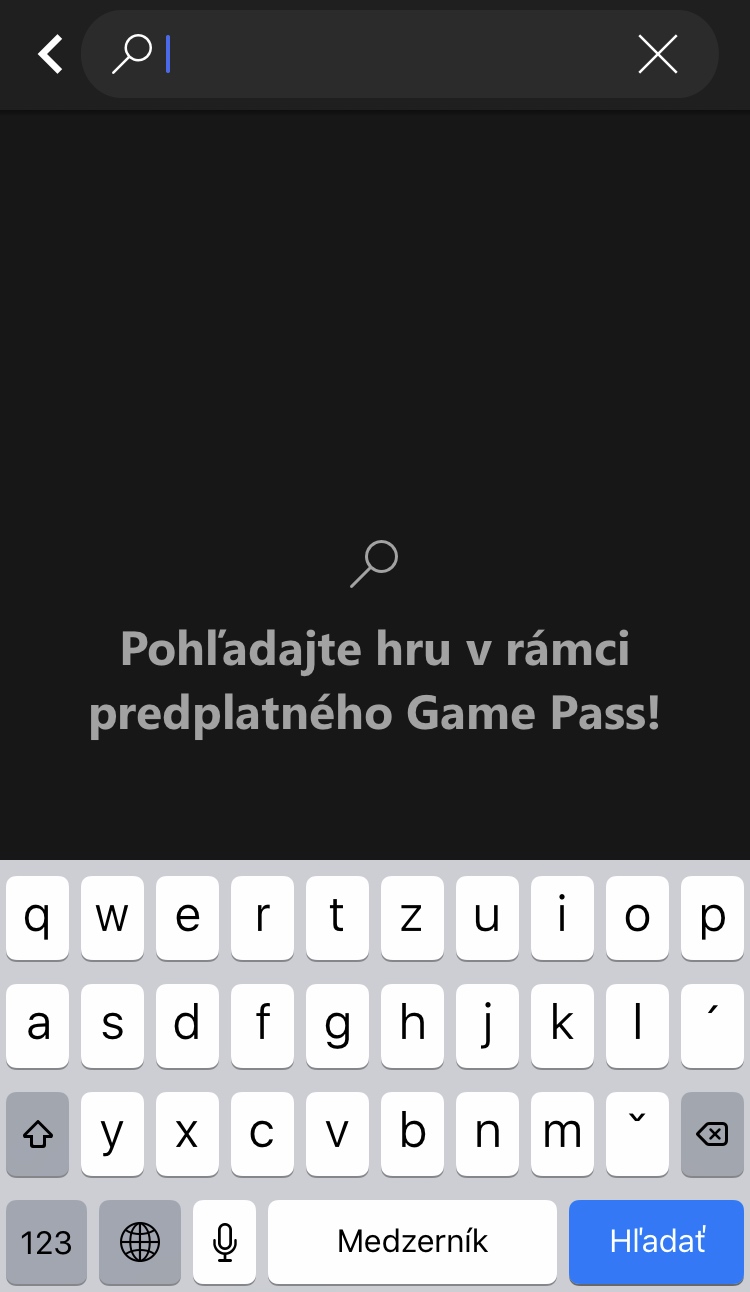game pass search screen slovak