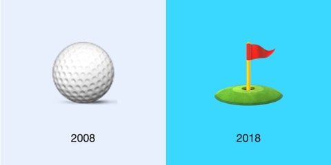 golf ball and flag emoji evolution