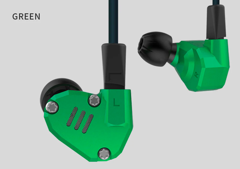 green earphones closeup