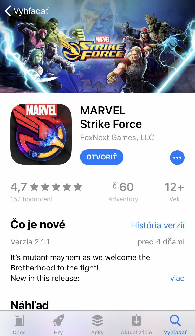 marvel strike force app store