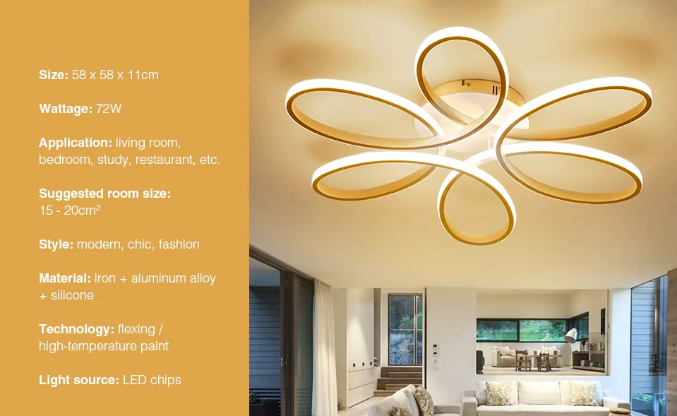 modern floral led ceiling light