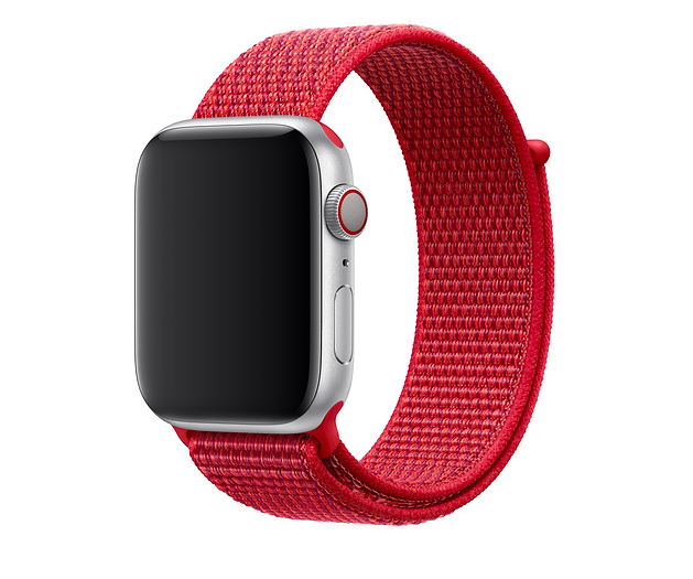red smartwatch with fabric band