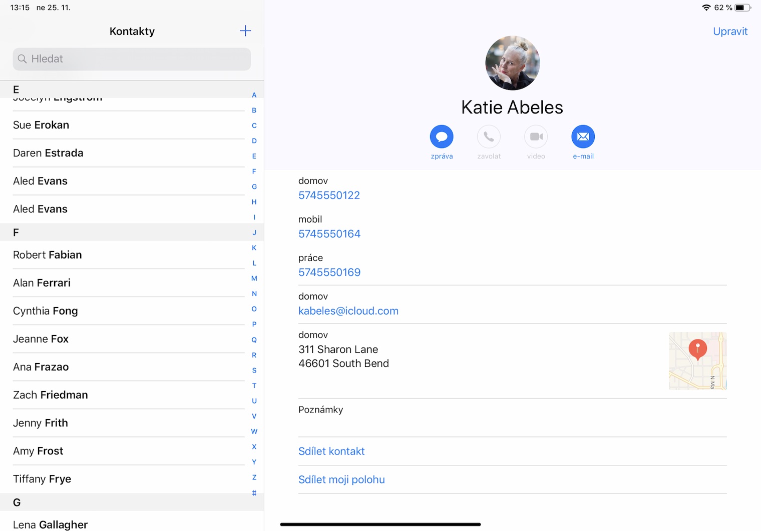 tablet contacts list