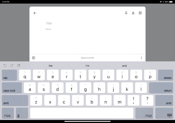 tablet keyboard interface