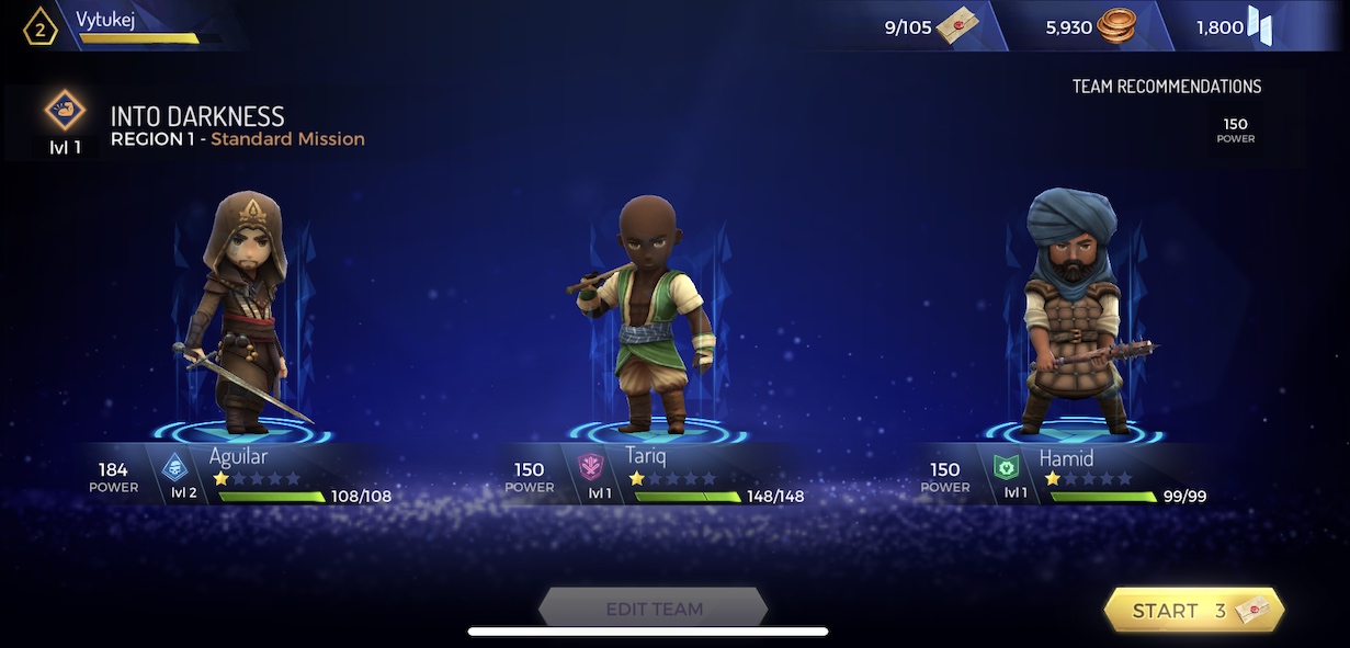 team mission selection