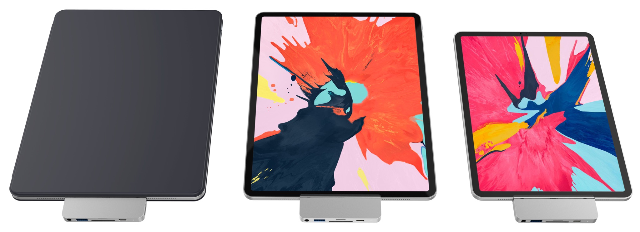 three ipads side by side