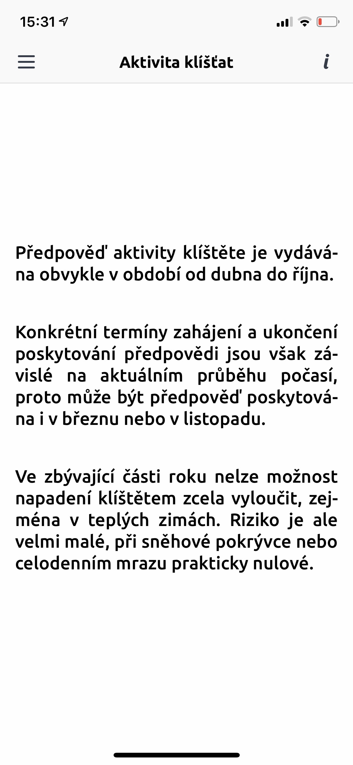 tick activity forecast